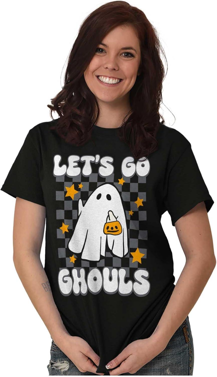 imageBrisco Brands Cute Halloween Lets Go Ghouls Ghost Womens Graphic T Shirt TeesBlack