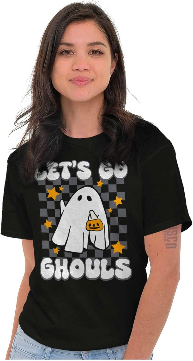 imageBrisco Brands Cute Halloween Lets Go Ghouls Ghost Womens Graphic T Shirt TeesBlack