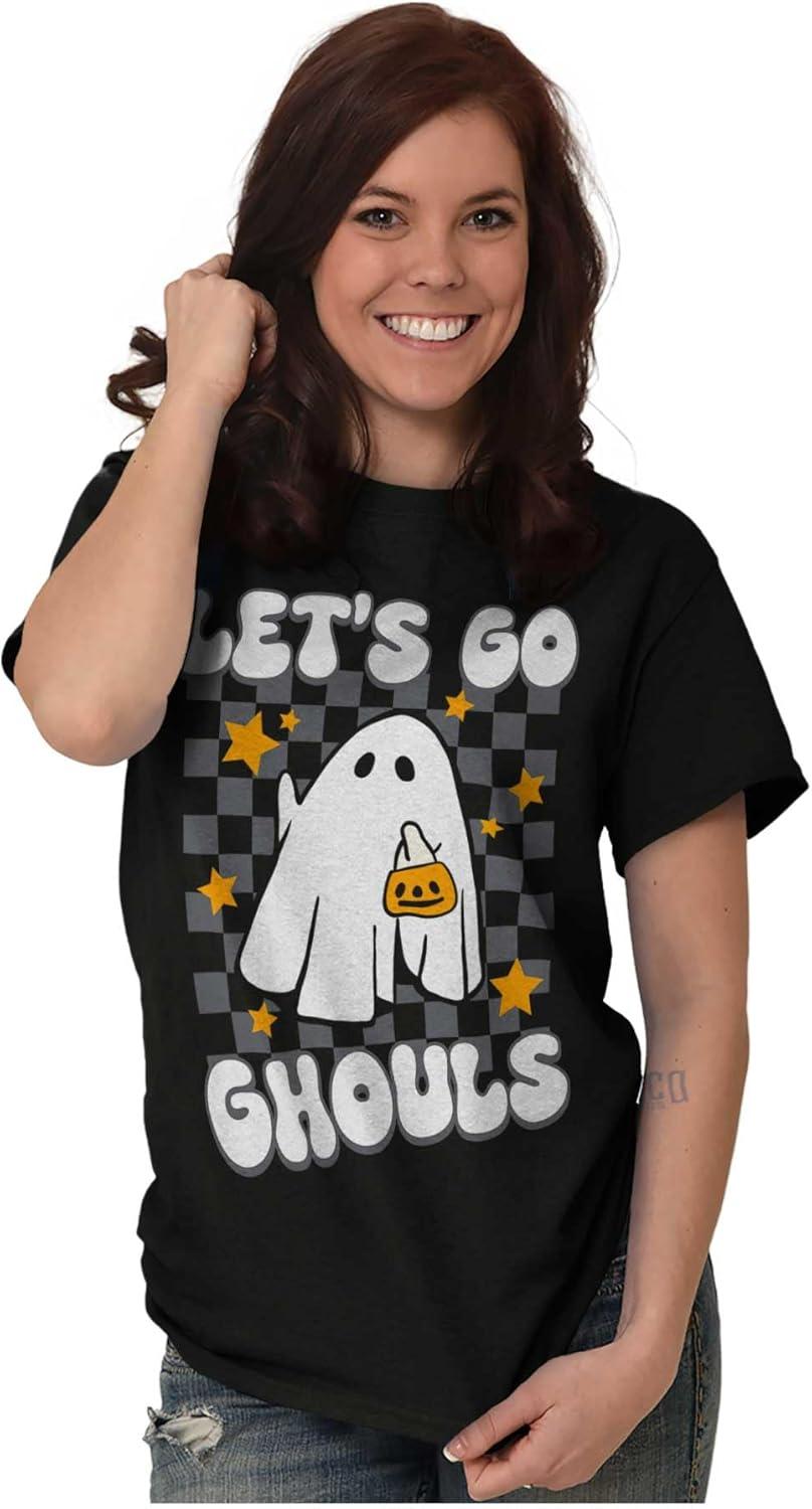 imageBrisco Brands Cute Halloween Lets Go Ghouls Ghost Womens Graphic T Shirt TeesBlack