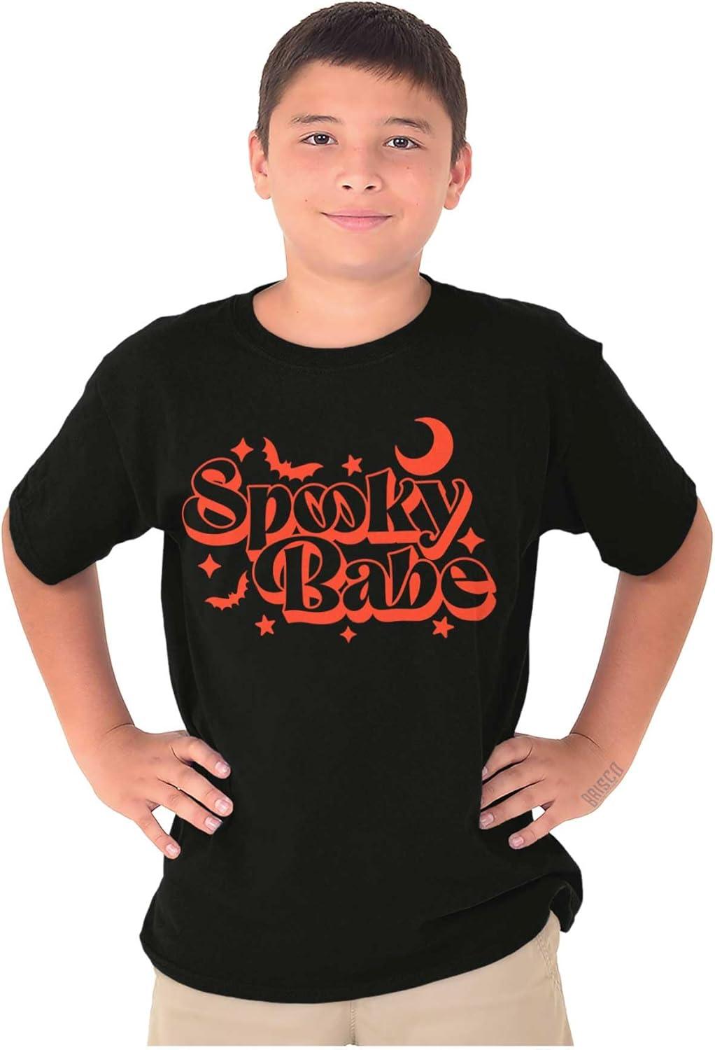 imageBrisco Brands Cute Halloween Witchy Spooky Babe Crewneck T Shirts Boy GirlBlack