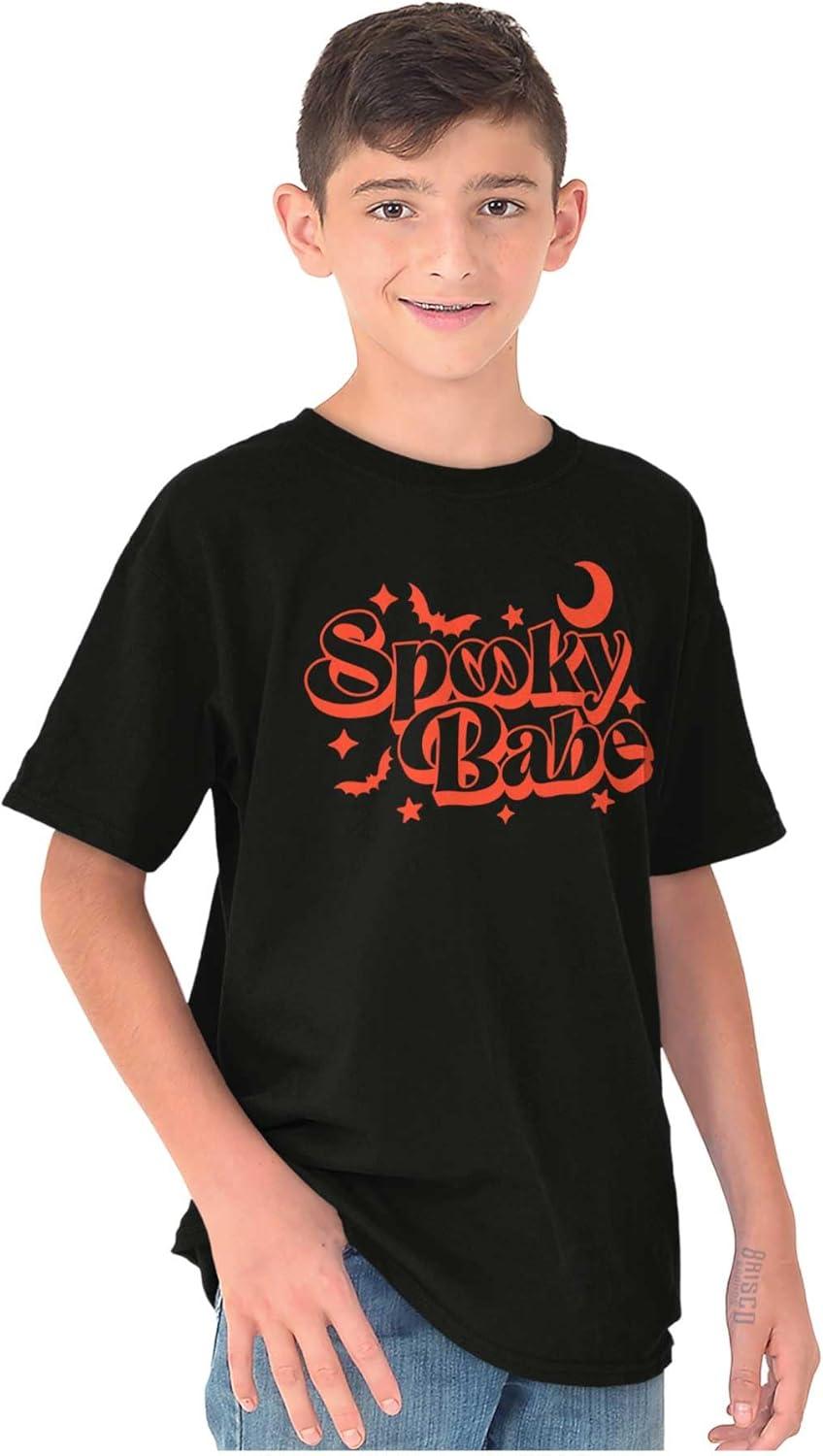 imageBrisco Brands Cute Halloween Witchy Spooky Babe Crewneck T Shirts Boy GirlBlack