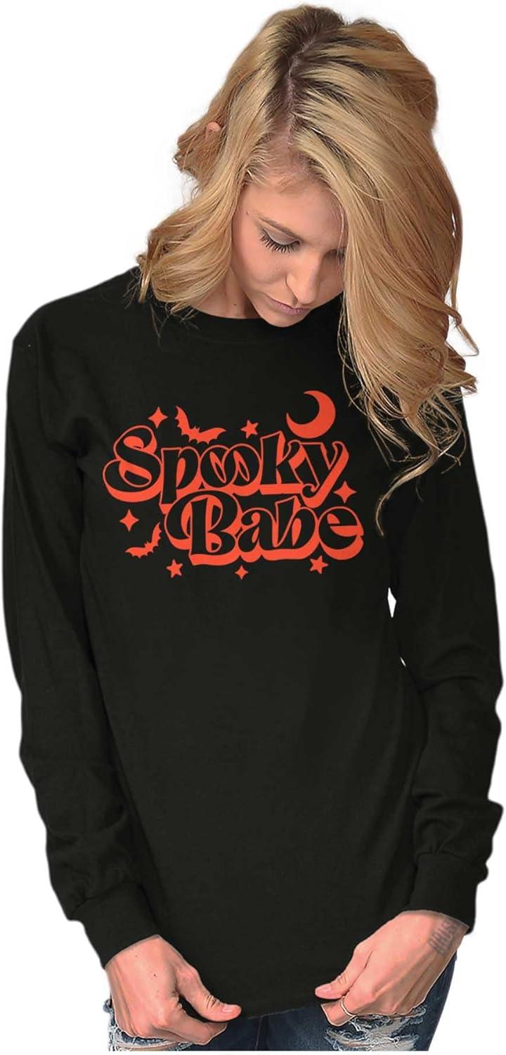 imageBrisco Brands Cute Halloween Witchy Spooky Babe Long Sleeve Tshirt Men WomenBlack