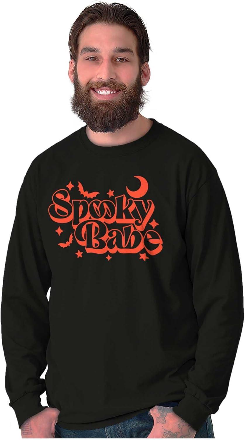 imageBrisco Brands Cute Halloween Witchy Spooky Babe Long Sleeve Tshirt Men WomenBlack