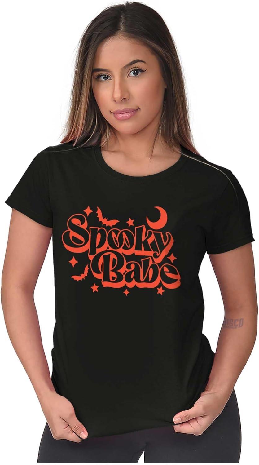imageBrisco Brands Cute Halloween Witchy Spooky Babe Womens Slim Fit Graphic TeeBlack