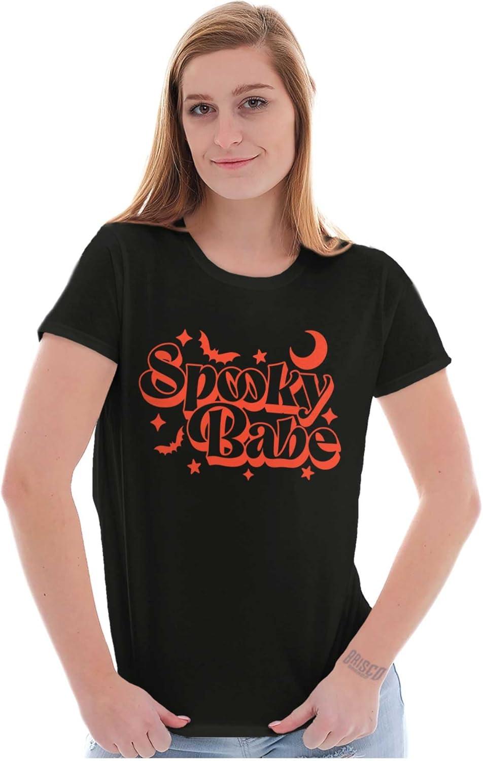 imageBrisco Brands Cute Halloween Witchy Spooky Babe Womens Slim Fit Graphic TeeBlack