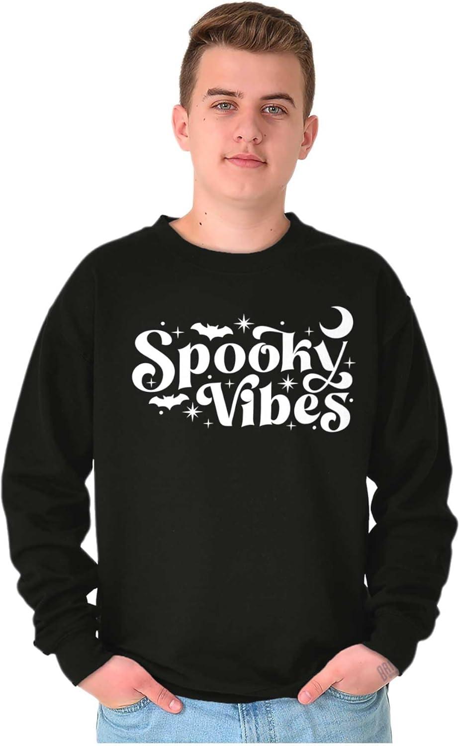imageBrisco Brands Cute Halloween Witchy Spooky Vibes Sweatshirt for Men or WomenBlack
