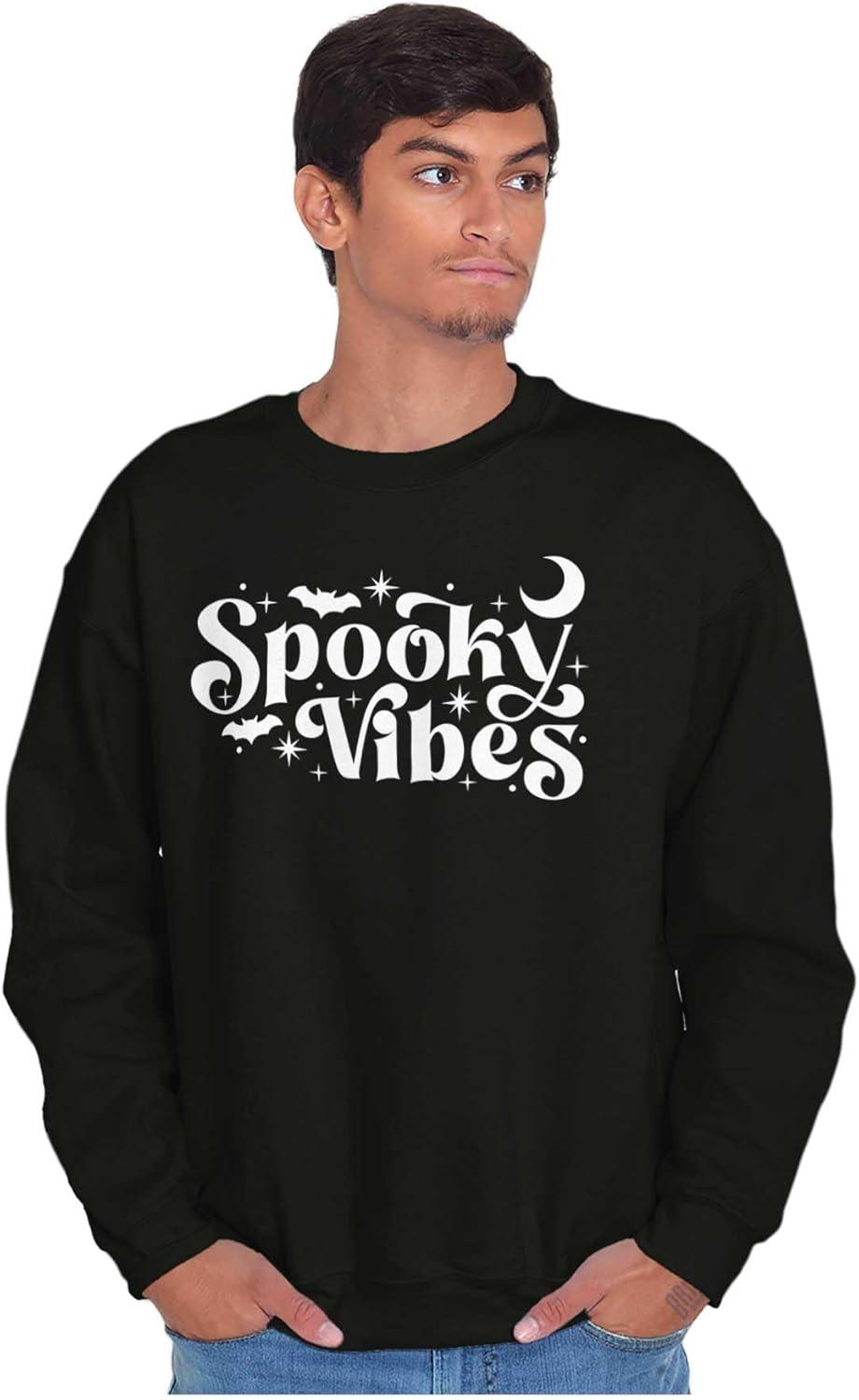 imageBrisco Brands Cute Halloween Witchy Spooky Vibes Sweatshirt for Men or WomenBlack