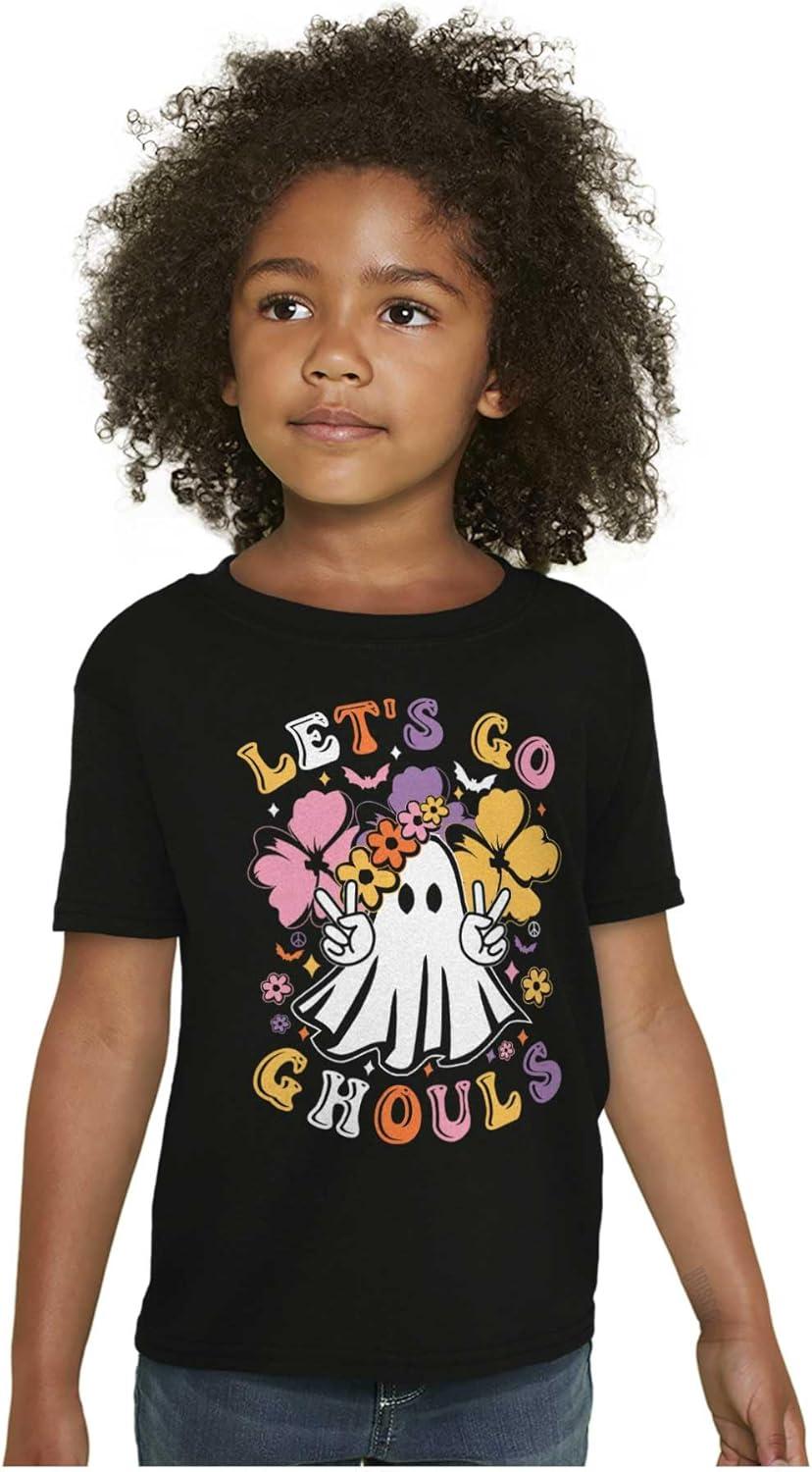 imageBrisco Brands Cute Hippie Ghost Lets Go Ghouls Girls Kids T Shirt TeesBlack
