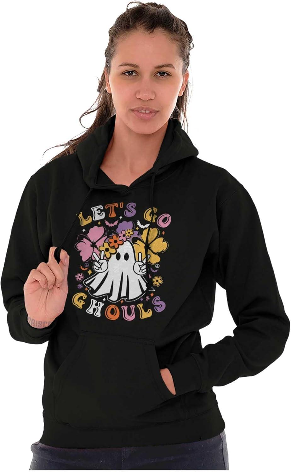 imageBrisco Brands Cute Hippie Ghost Lets Go Ghouls Hoodie Sweatshirt WomenBlack