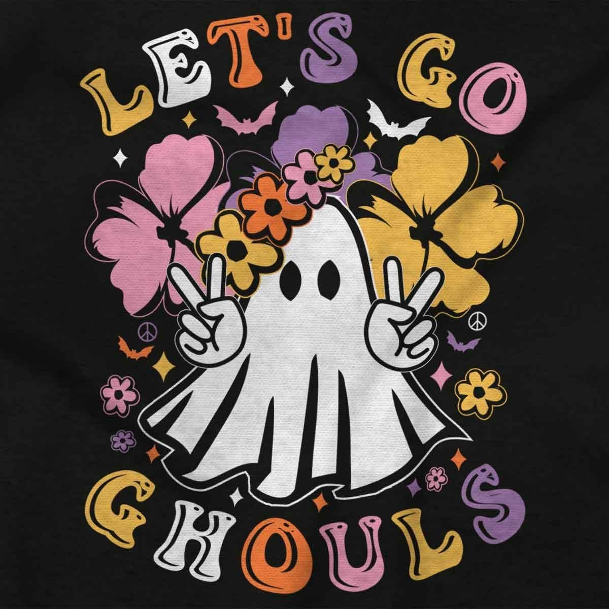 imageBrisco Brands Cute Hippie Ghost Lets Go Ghouls Womens Long Sleeve T ShirtBlack