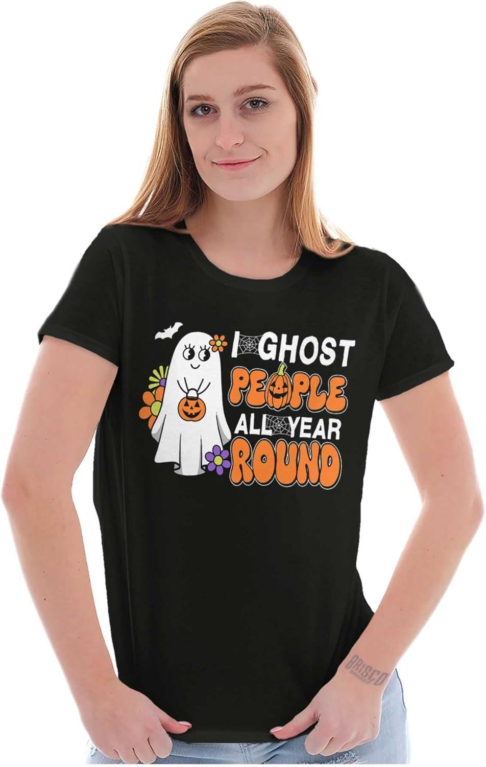 imageBrisco Brands Cute I Ghost People All Year Round Womens Slim Fit Graphic TeeBlack