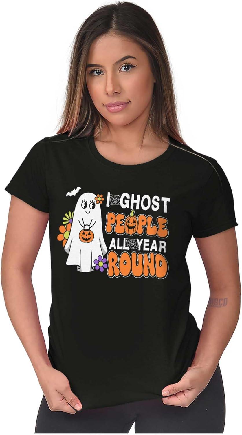 imageBrisco Brands Cute I Ghost People All Year Round Womens Slim Fit Graphic TeeBlack