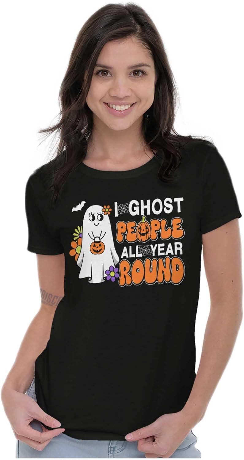 imageBrisco Brands Cute I Ghost People All Year Round Womens Slim Fit Graphic TeeBlack