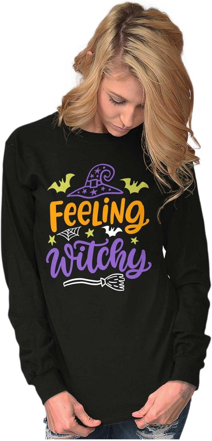 imageBrisco Brands Cute Spooky Halloween Feeling Witchy Womens Long Sleeve T ShirtBlack