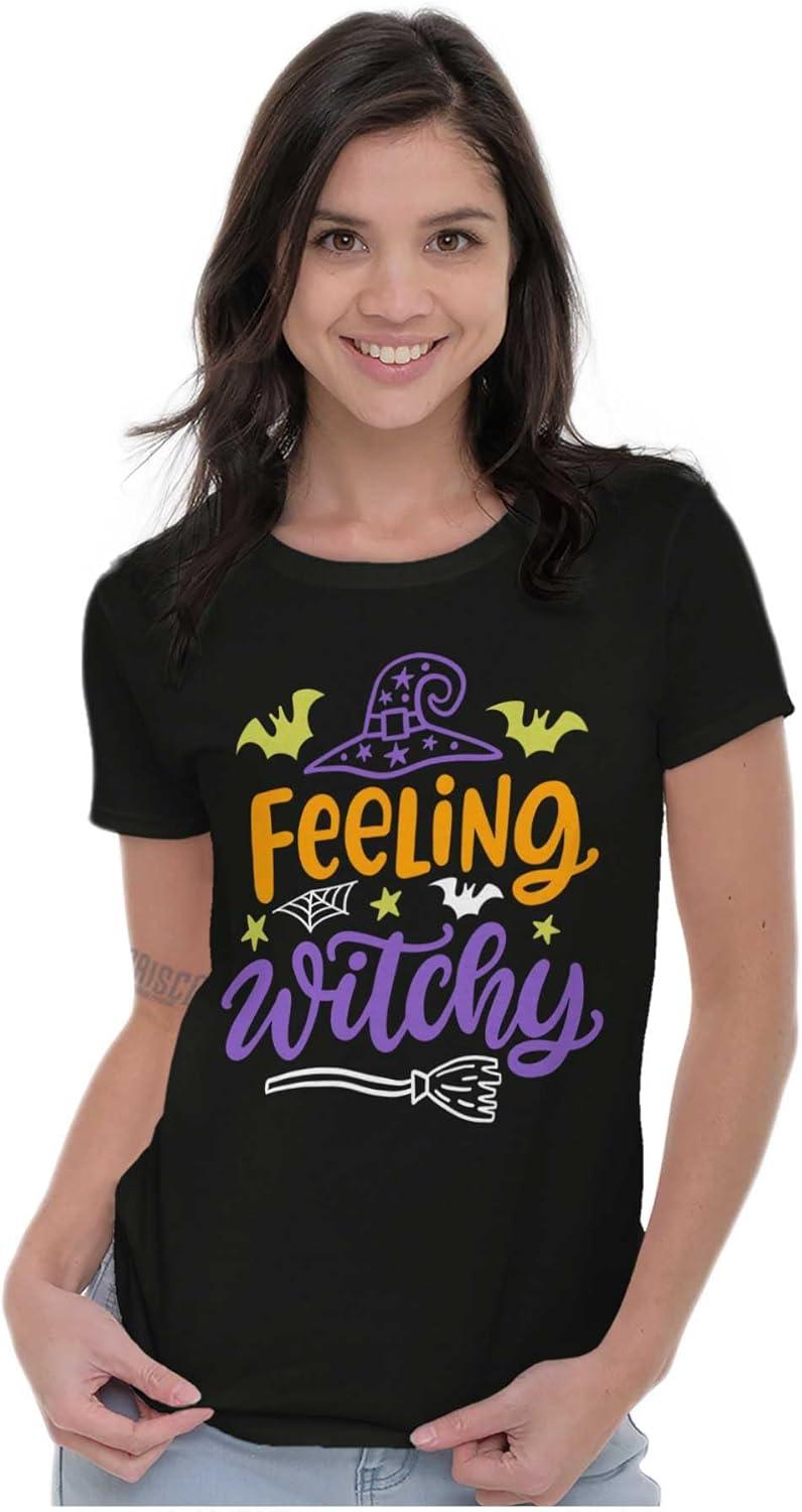 imageBrisco Brands Cute Spooky Halloween Feeling Witchy Womens Slim Fit Graphic TeeBlack