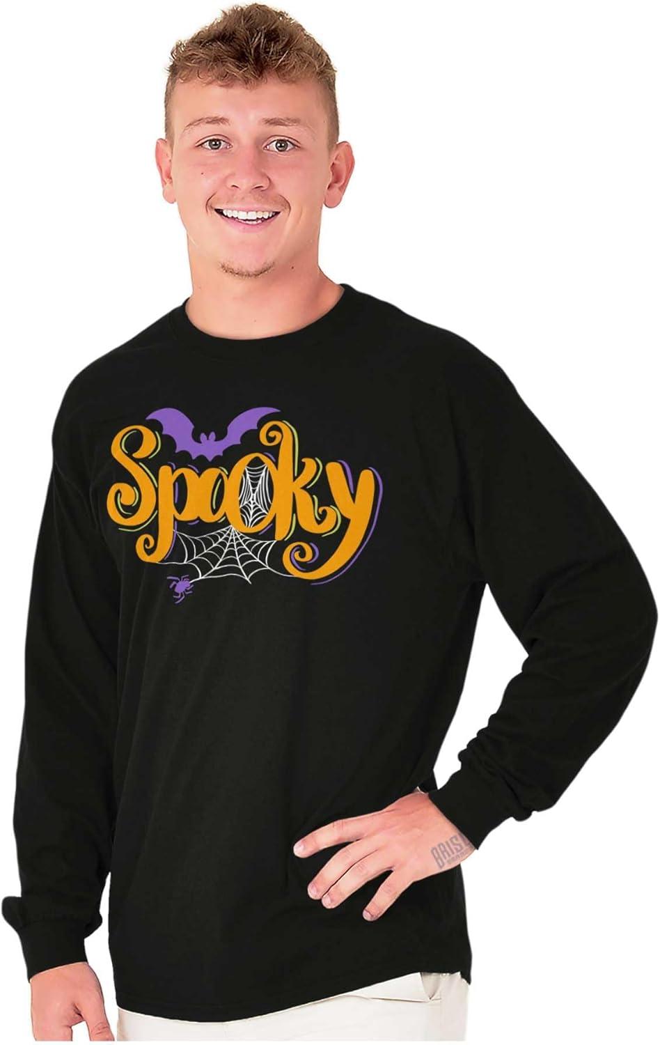 imageBrisco Brands Cute Spooky Halloween Spider Web Long Sleeve Tshirt Men WomenBlack