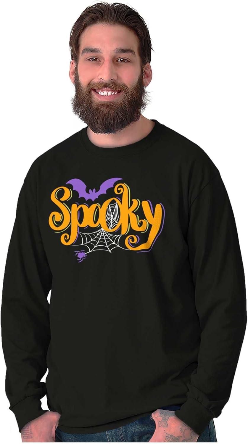 imageBrisco Brands Cute Spooky Halloween Spider Web Long Sleeve Tshirt Men WomenBlack