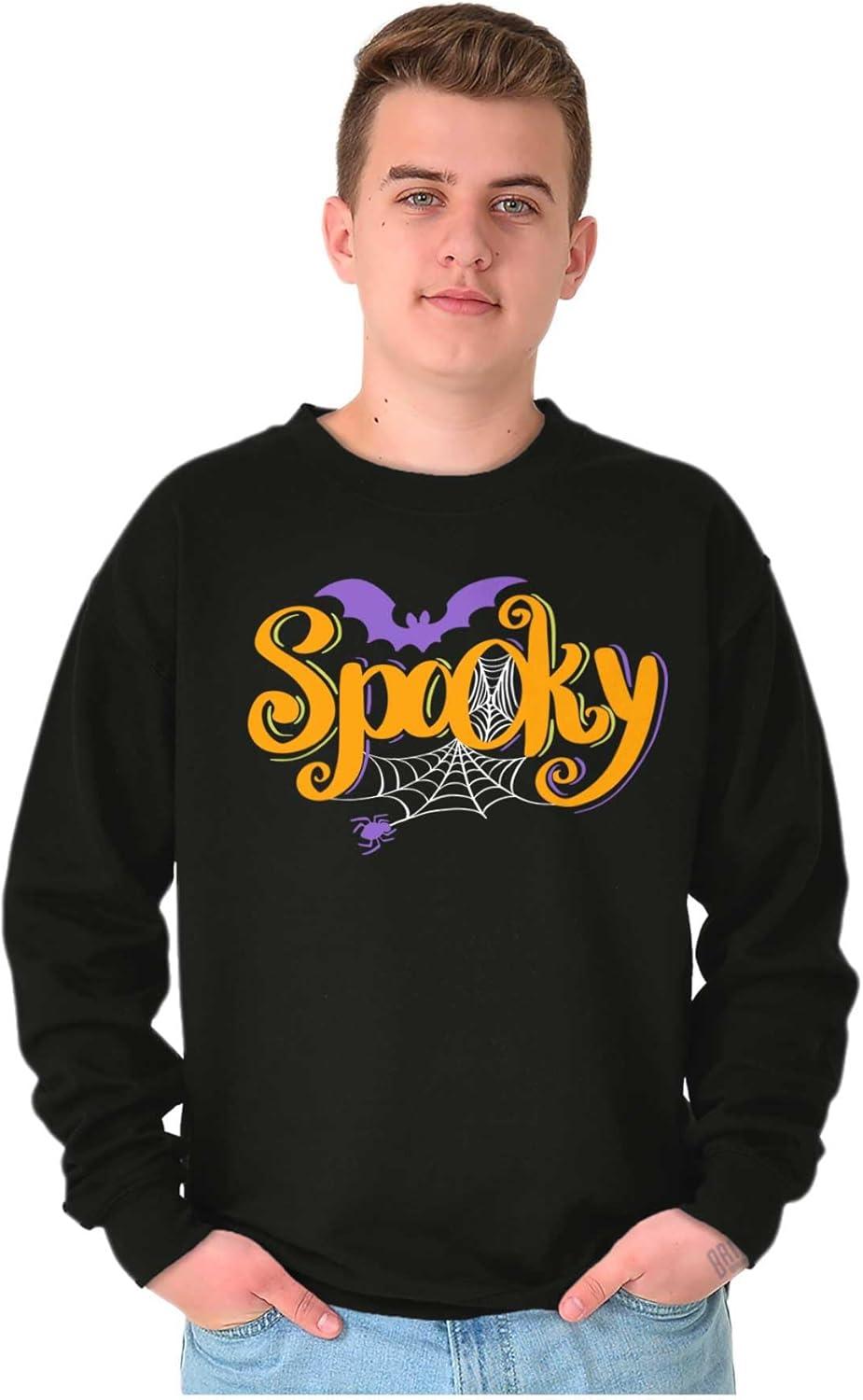 imageBrisco Brands Cute Spooky Halloween Spider Web Sweatshirt for Men or WomenBlack
