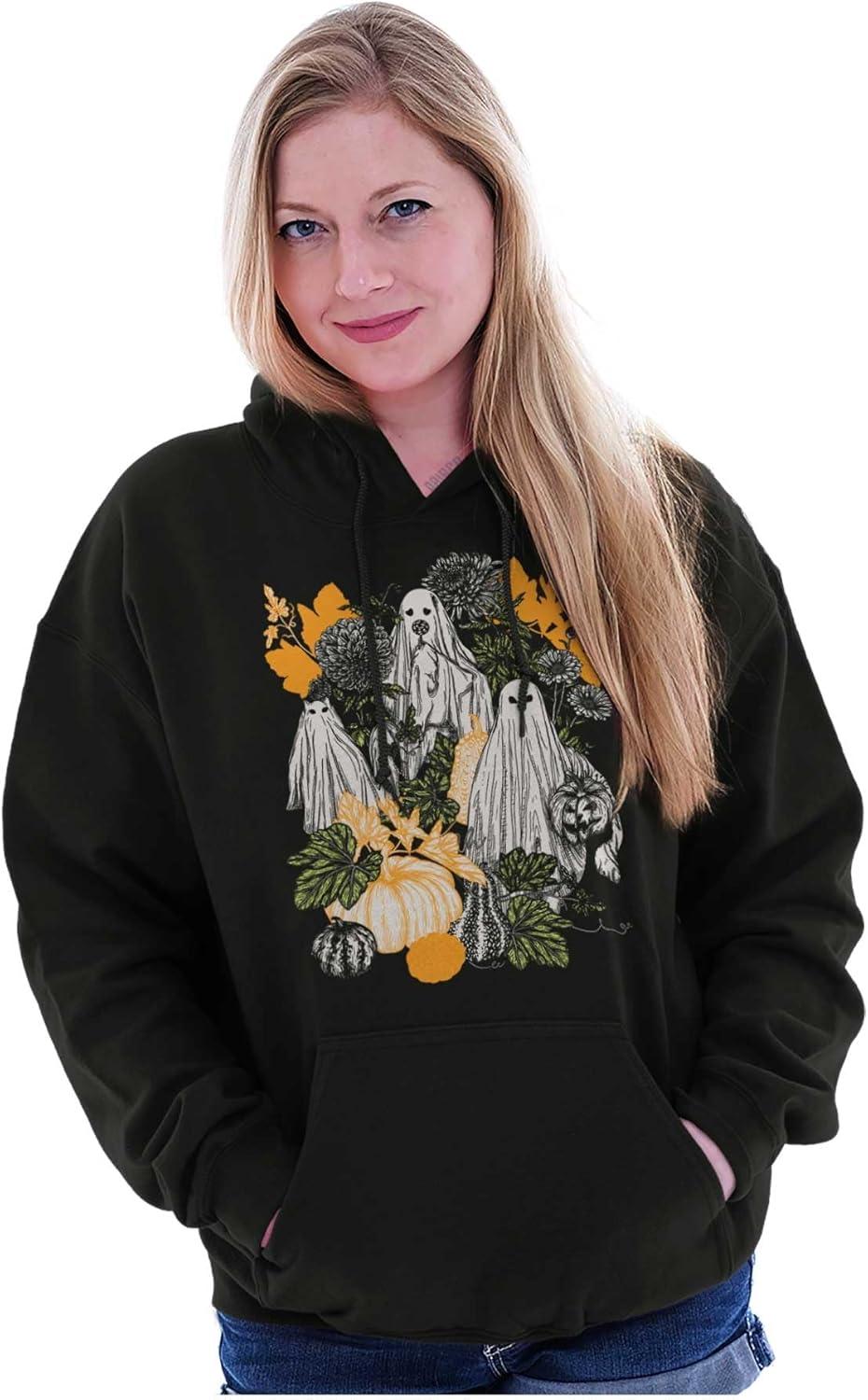imageBrisco Brands Fall Autumn Ghosts and Pumpkins Hoodie Sweatshirt Women MenBlack