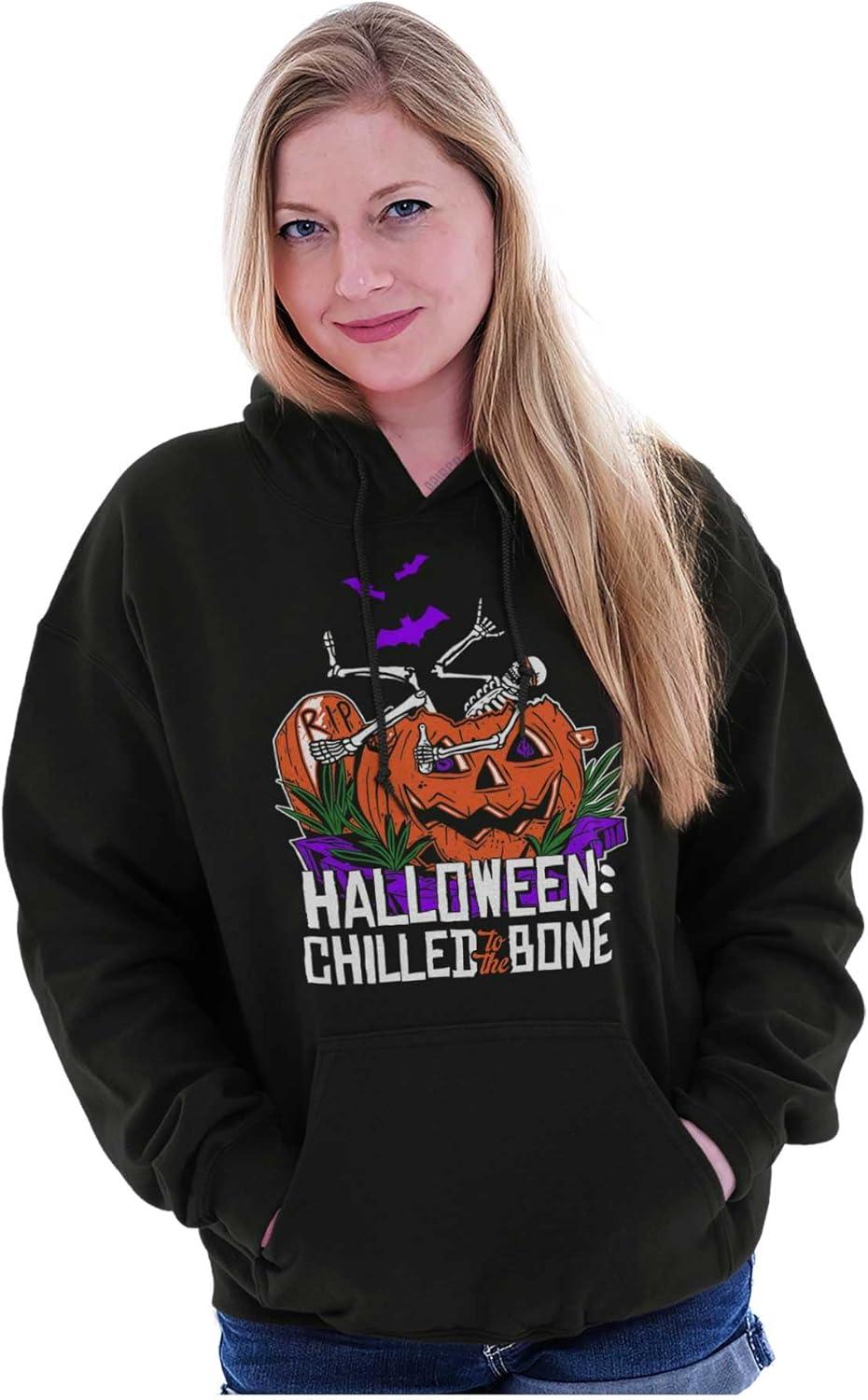 imageBrisco Brands Funny Halloween Chilled to the Bone Hoodie Sweatshirt Women MenBlack