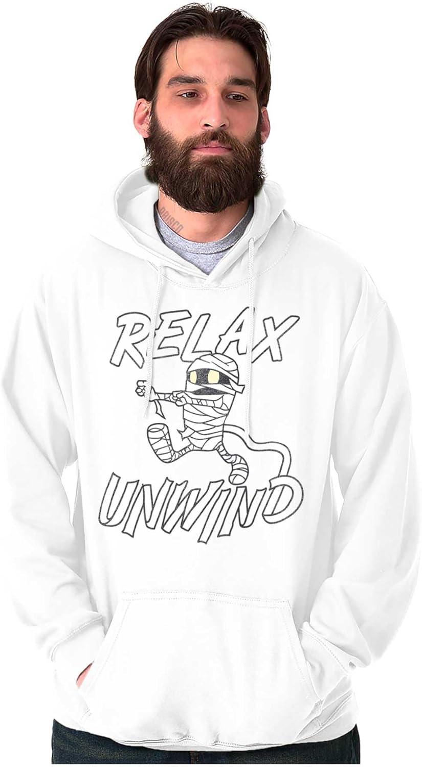 imageBrisco Brands Funny Halloween Mummy Relax Unwind Hoodie Sweatshirt Women MenWhite