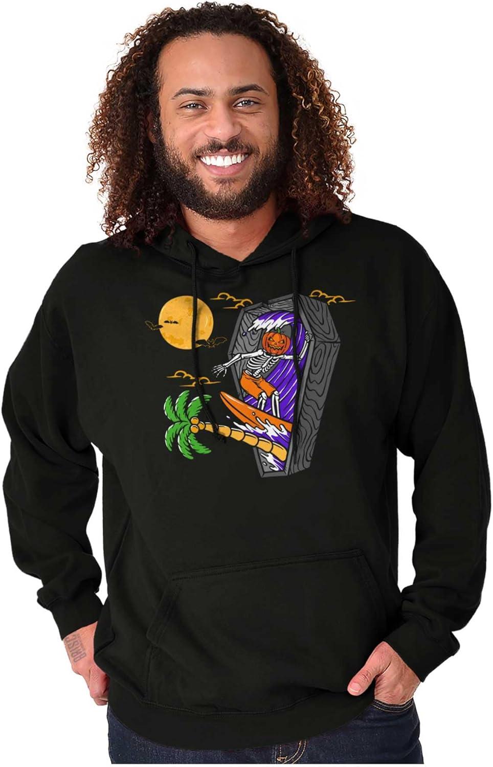 imageBrisco Brands Funny Halloween Surfing Skeleton Hoodie Sweatshirt Women MenBlack