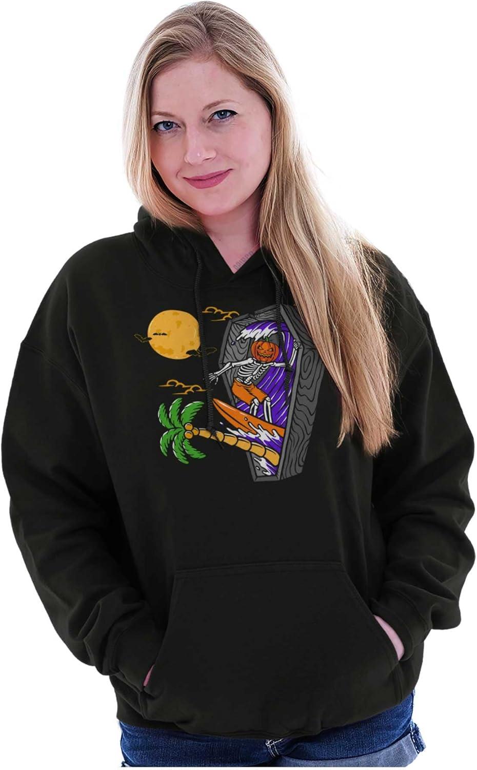 imageBrisco Brands Funny Halloween Surfing Skeleton Hoodie Sweatshirt Women MenBlack
