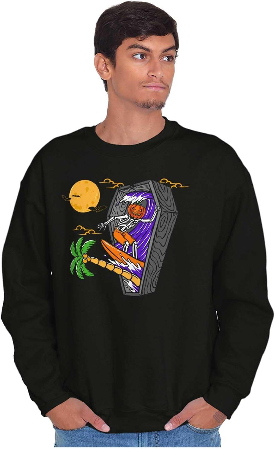 imageBrisco Brands Funny Halloween Surfing Skeleton Sweatshirt for Men or WomenBlack