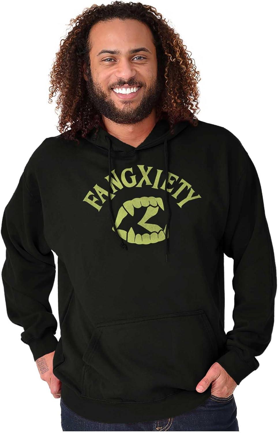 imageBrisco Brands Funny Halloween Vampire Fang Anxiety Hoodie Sweatshirt Women MenBlack