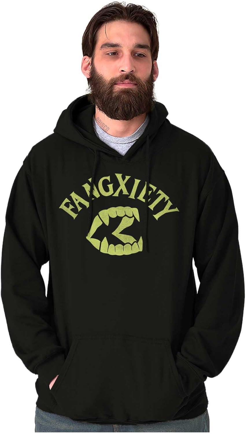 imageBrisco Brands Funny Halloween Vampire Fang Anxiety Hoodie Sweatshirt Women MenBlack