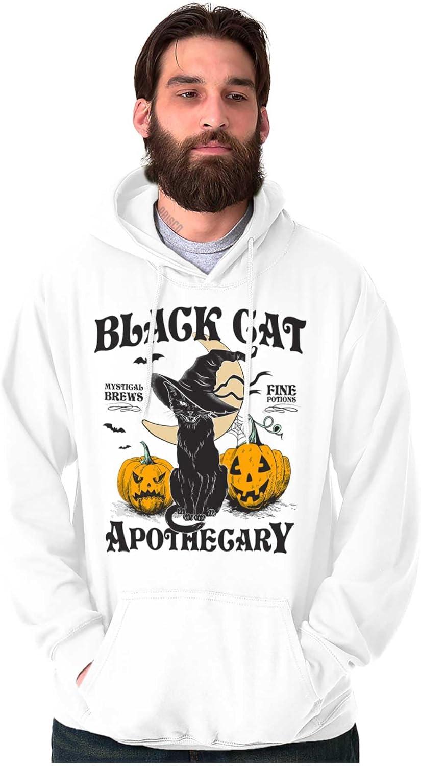 imageBrisco Brands Halloween Black Cat Apothecary Hoodie Sweatshirt Women MenWhite