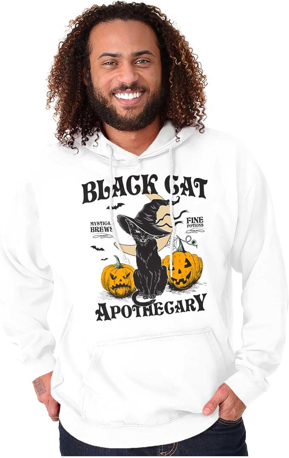 imageBrisco Brands Halloween Black Cat Apothecary Hoodie Sweatshirt Women MenWhite