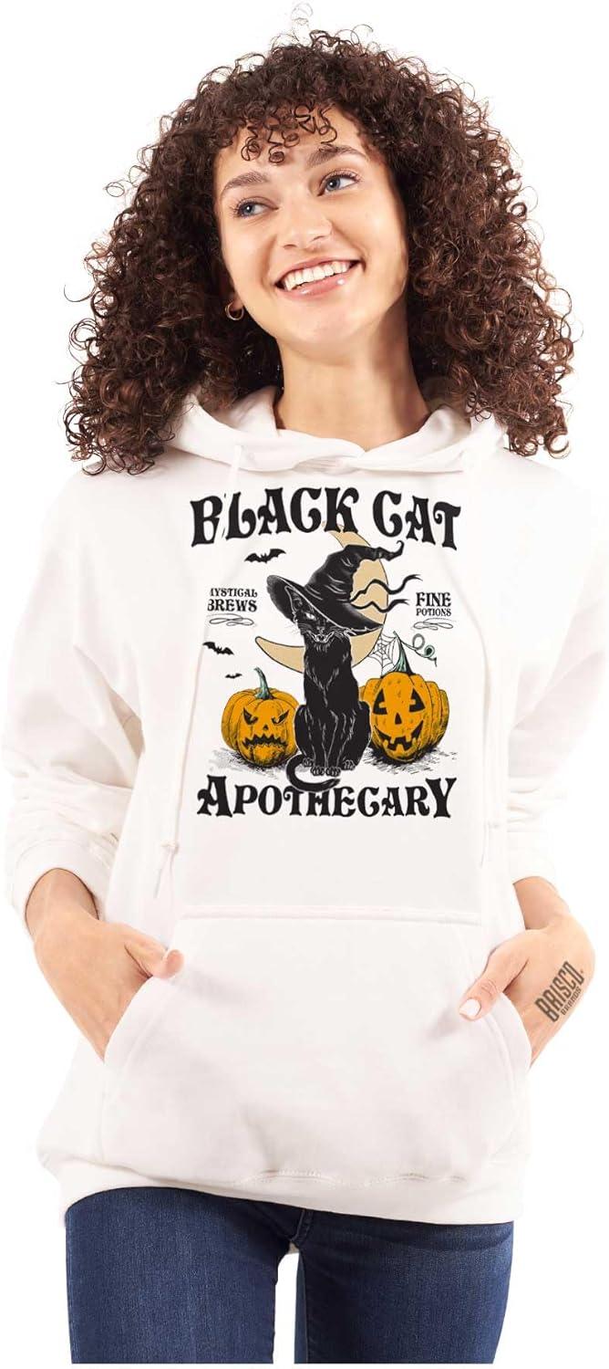imageBrisco Brands Halloween Black Cat Apothecary Hoodie Sweatshirt Women MenWhite