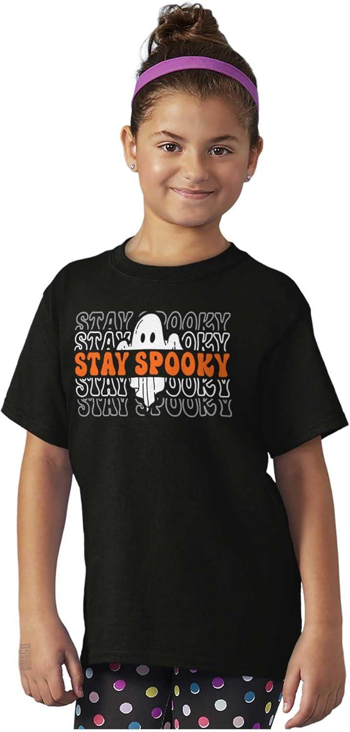 imageBrisco Brands Halloween Ghost Stay Spooky Gradient Crewneck T Shirts Boy GirlBlack