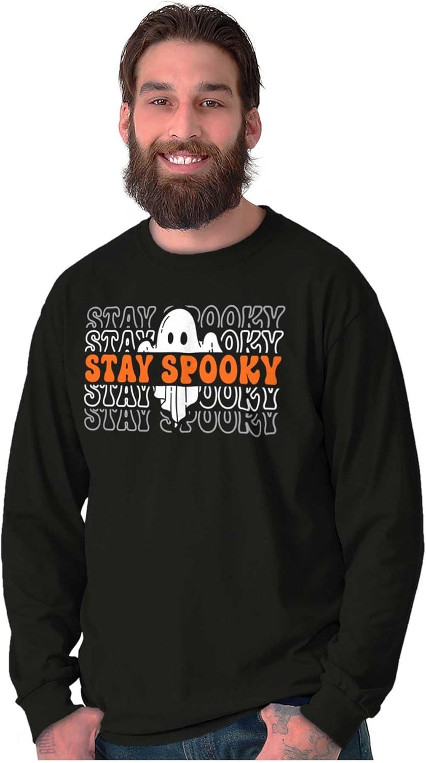 imageBrisco Brands Halloween Ghost Stay Spooky Gradient Long Sleeve Tshirt Men WomenBlack