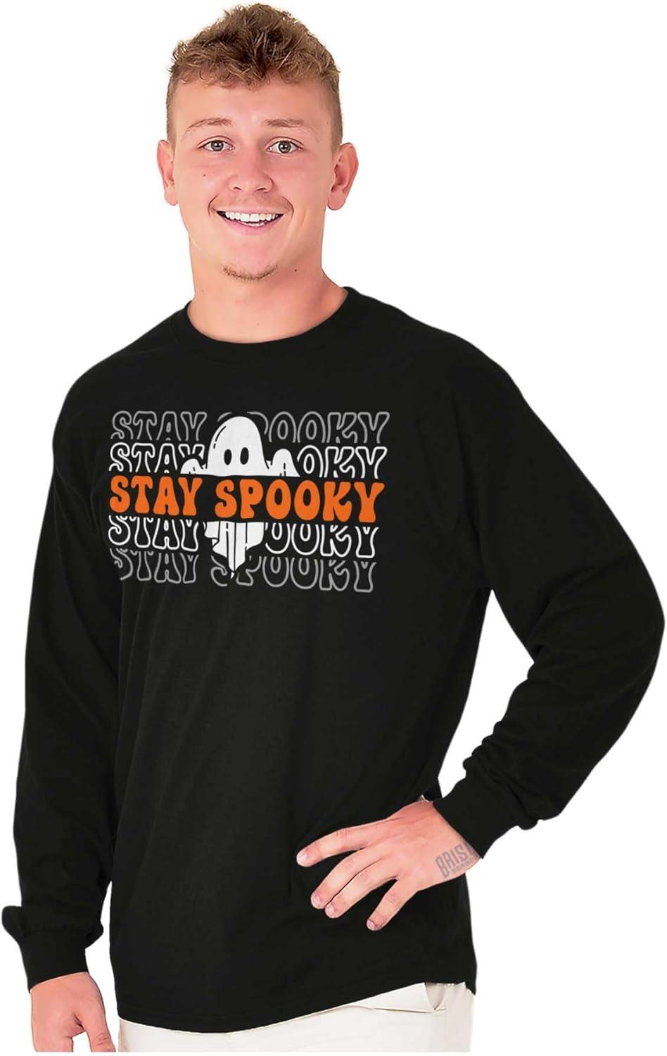 imageBrisco Brands Halloween Ghost Stay Spooky Gradient Long Sleeve Tshirt Men WomenBlack