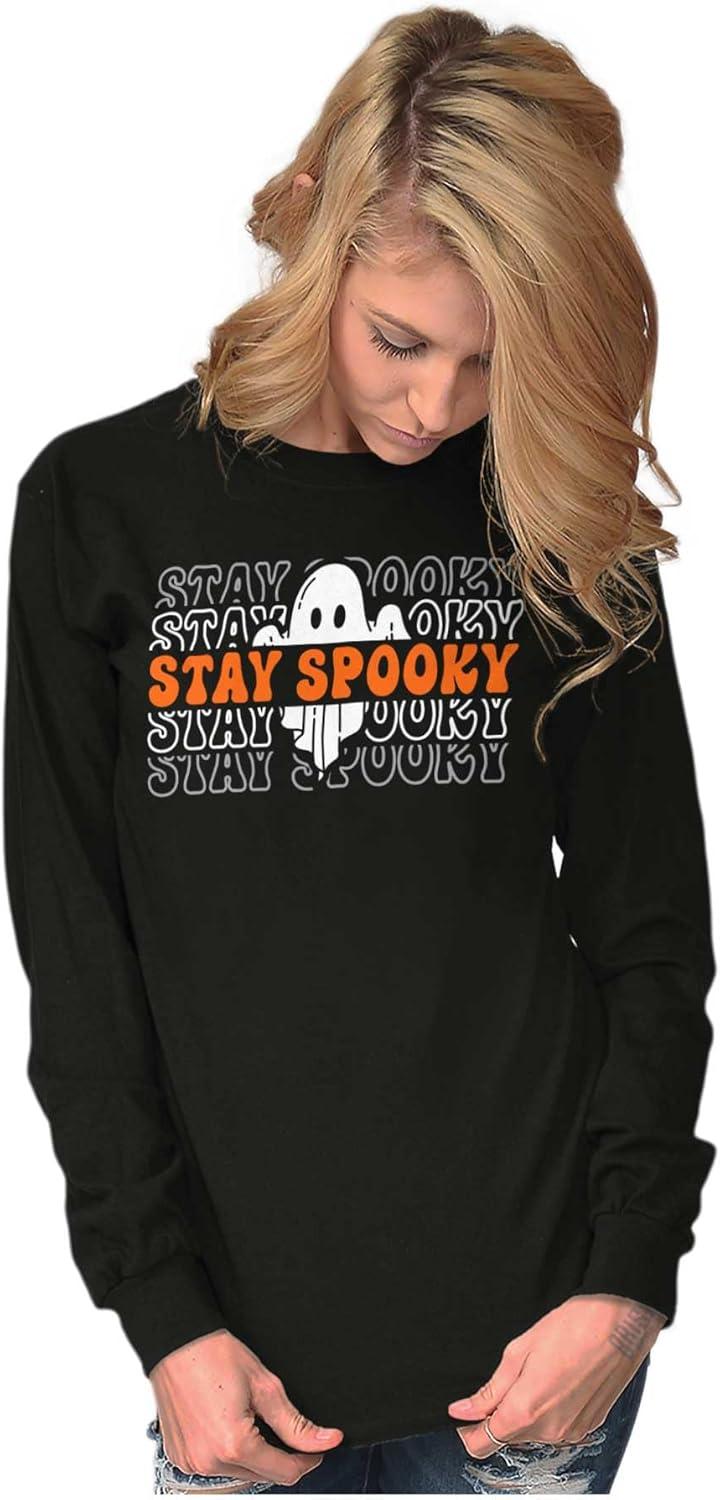 imageBrisco Brands Halloween Ghost Stay Spooky Gradient Long Sleeve Tshirt Men WomenBlack