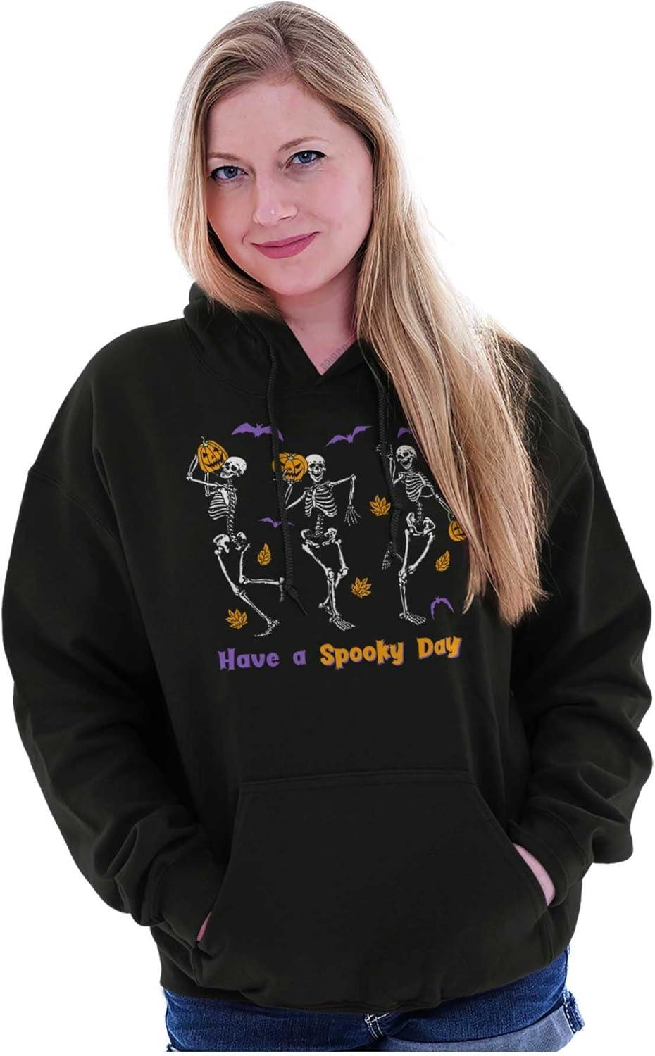 imageBrisco Brands Halloween Have A Spooky Day Skeletons Hoodie Sweatshirt Women MenBlack