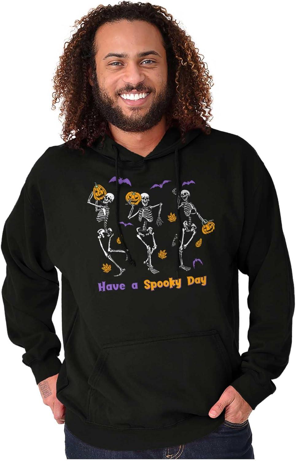 imageBrisco Brands Halloween Have A Spooky Day Skeletons Hoodie Sweatshirt Women MenBlack
