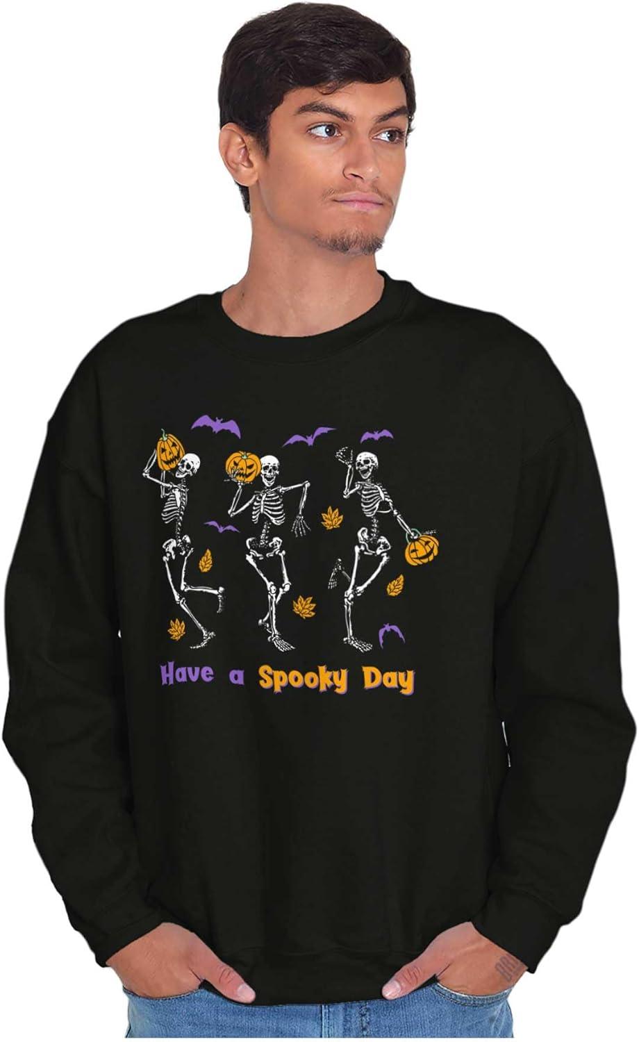 imageBrisco Brands Halloween Have A Spooky Day Skeletons Sweatshirt for Men or WomenBlack