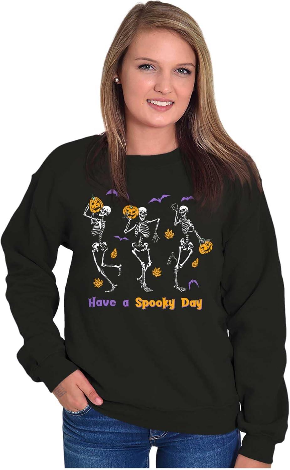 imageBrisco Brands Halloween Have A Spooky Day Skeletons Sweatshirt for Men or WomenBlack