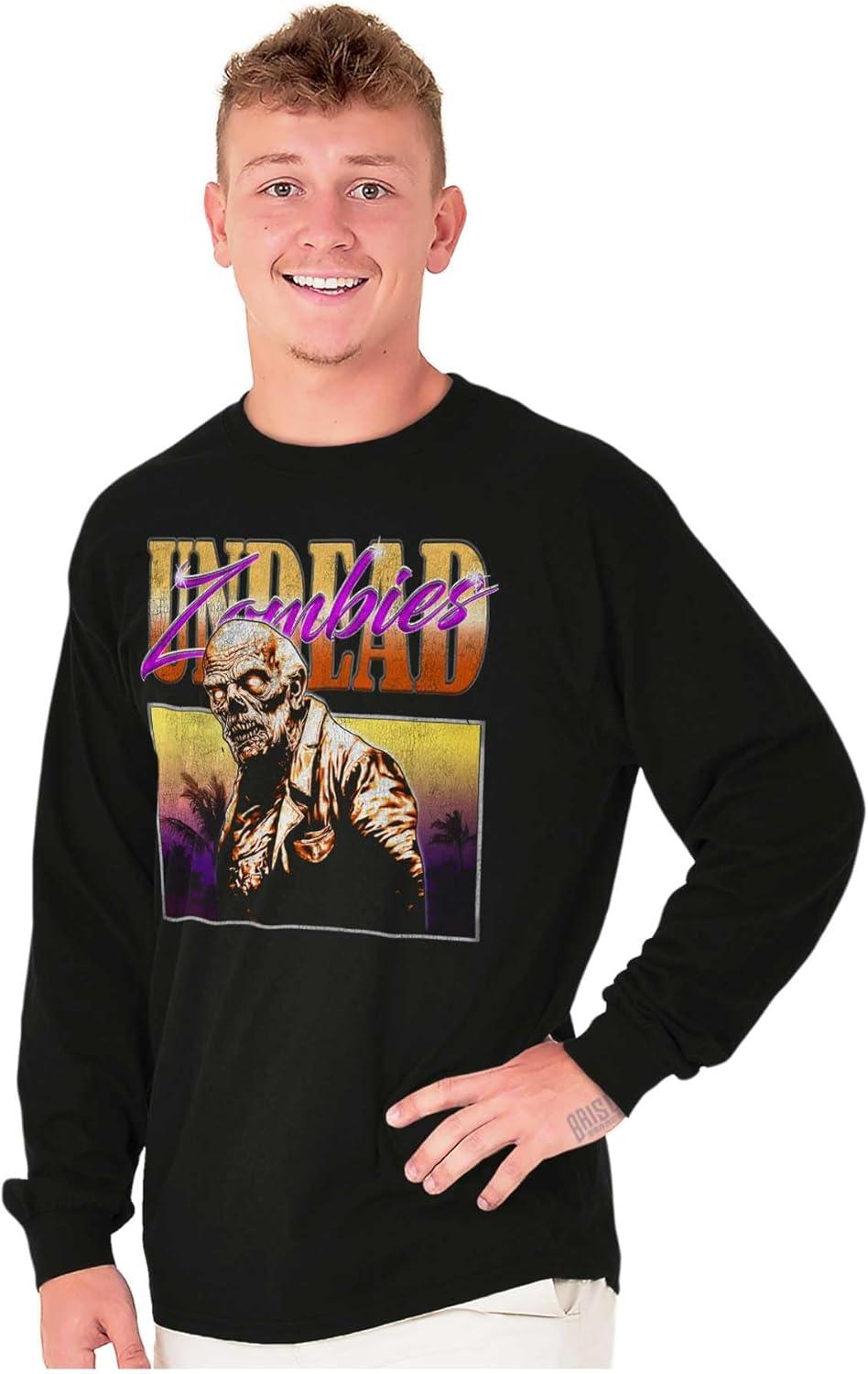 imageBrisco Brands Halloween Horror Undead Zombie Long Sleeve Tshirt Men WomenBlack
