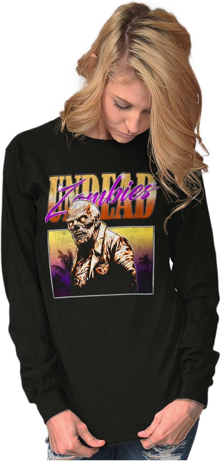 imageBrisco Brands Halloween Horror Undead Zombie Long Sleeve Tshirt Men WomenBlack