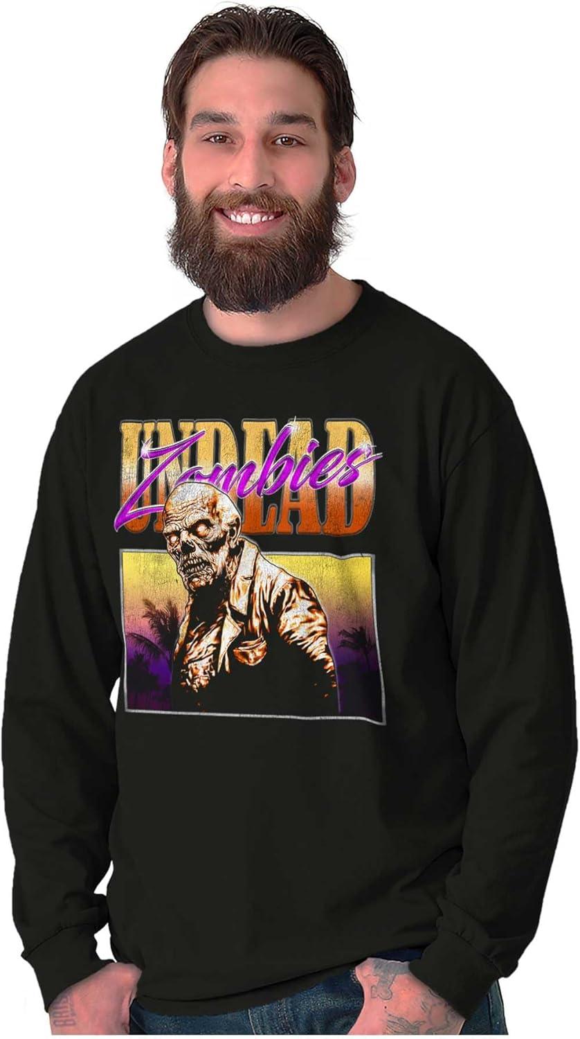 imageBrisco Brands Halloween Horror Undead Zombie Long Sleeve Tshirt Men WomenBlack