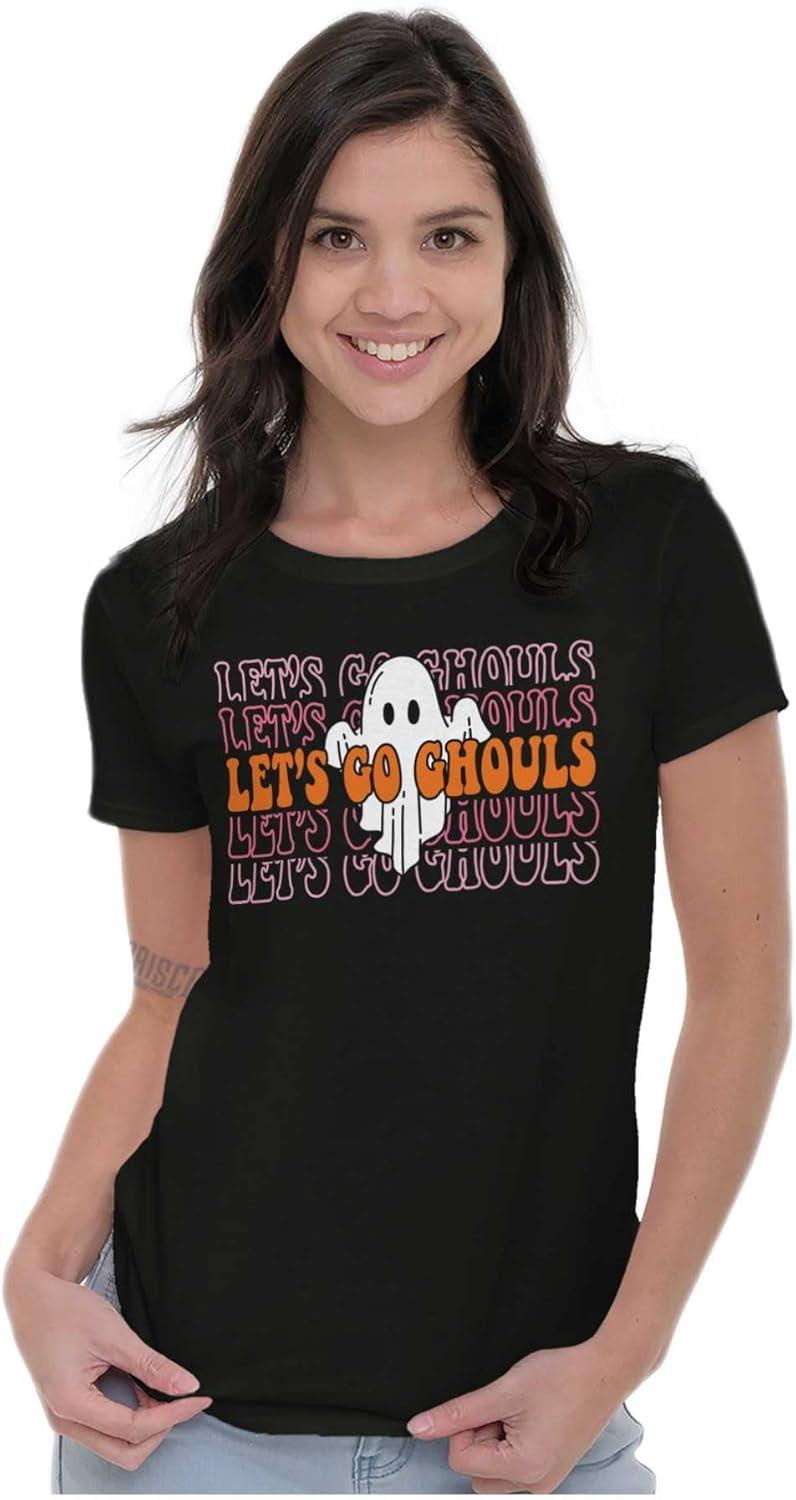 imageBrisco Brands Halloween Lets Go Ghouls Ghost Womens Slim Fit Graphic TeeBlack