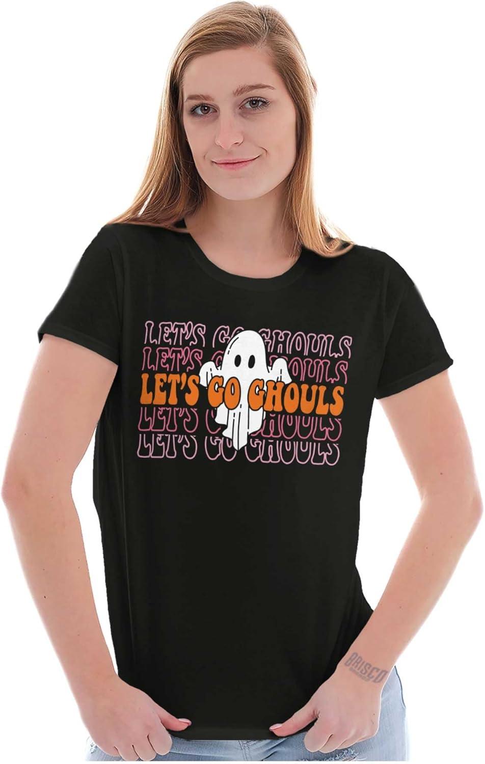 imageBrisco Brands Halloween Lets Go Ghouls Ghost Womens Slim Fit Graphic TeeBlack