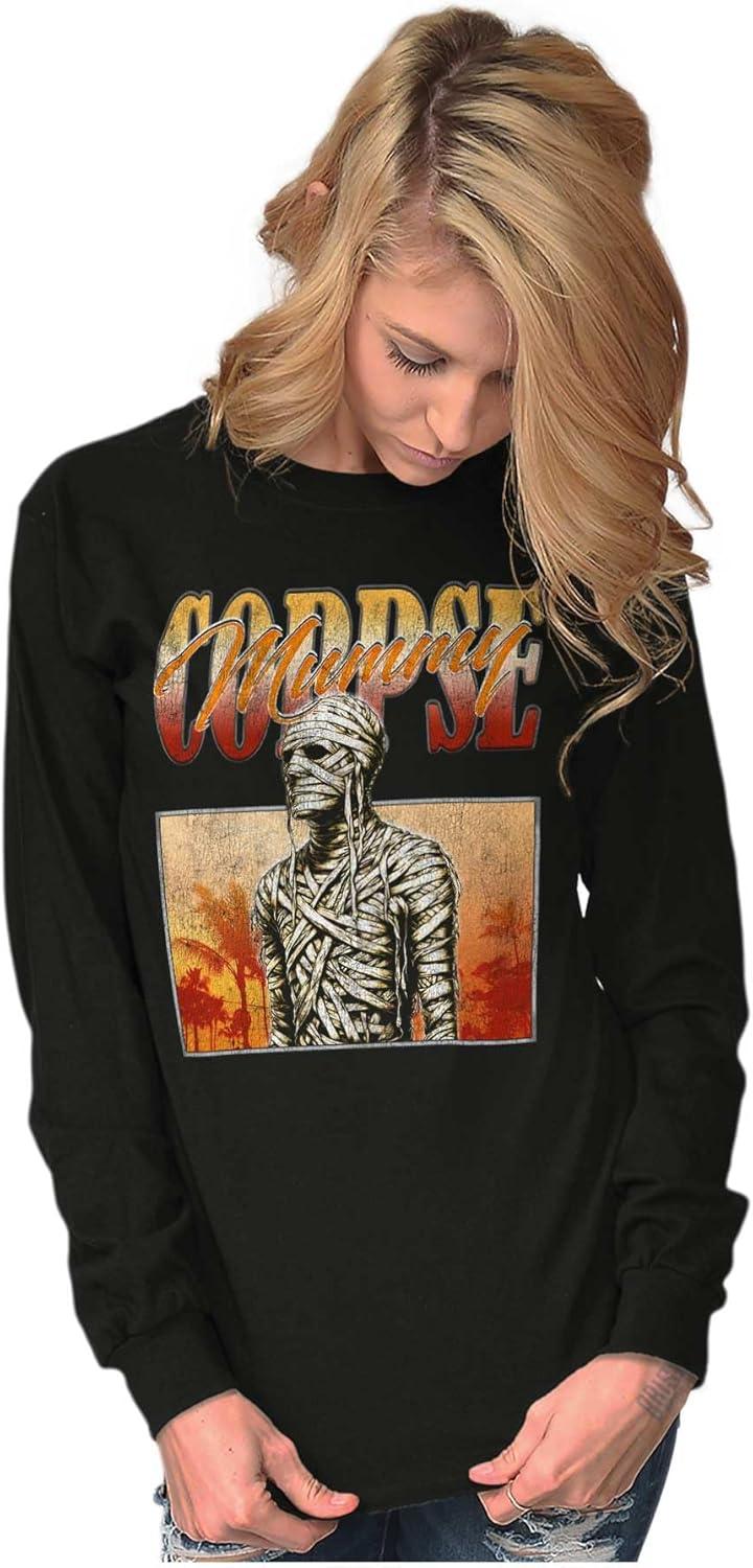 imageBrisco Brands Halloween Monster Corpse Mummy Long Sleeve Tshirt Men WomenBlack