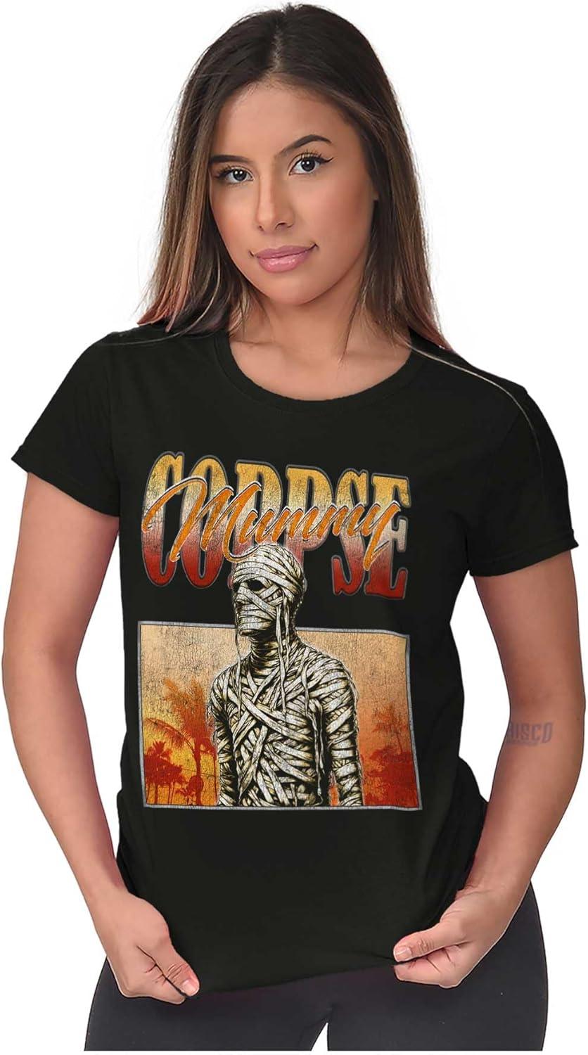 imageBrisco Brands Halloween Monster Corpse Mummy Womens Slim Fit Graphic TeeBlack
