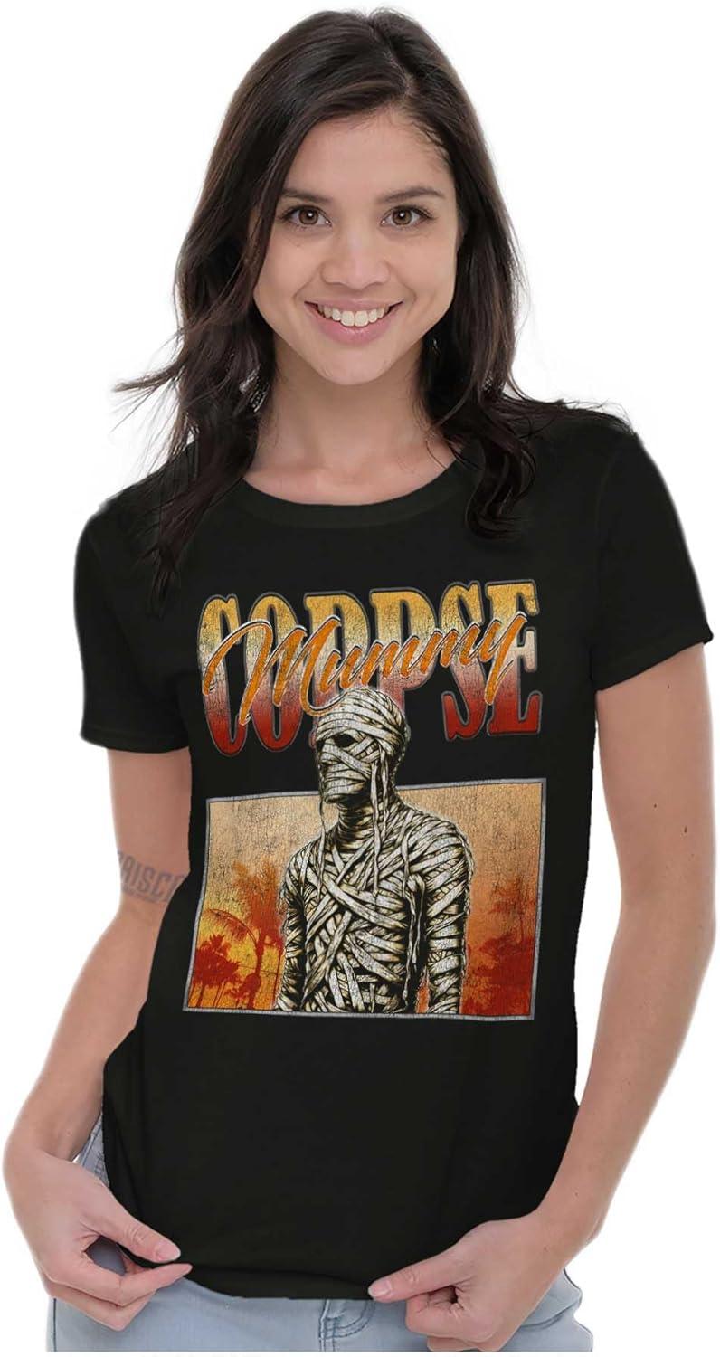 imageBrisco Brands Halloween Monster Corpse Mummy Womens Slim Fit Graphic TeeBlack