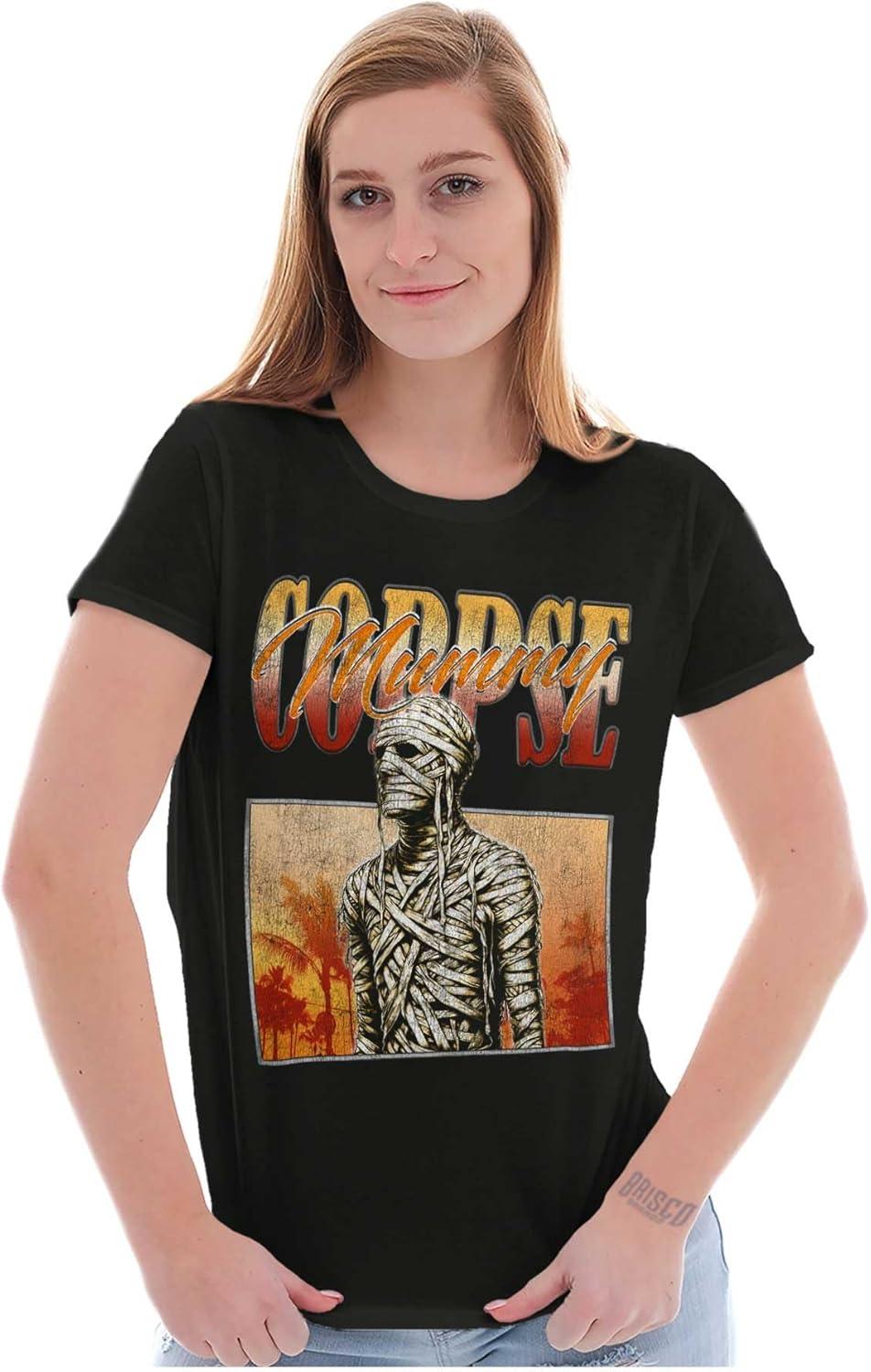 imageBrisco Brands Halloween Monster Corpse Mummy Womens Slim Fit Graphic TeeBlack